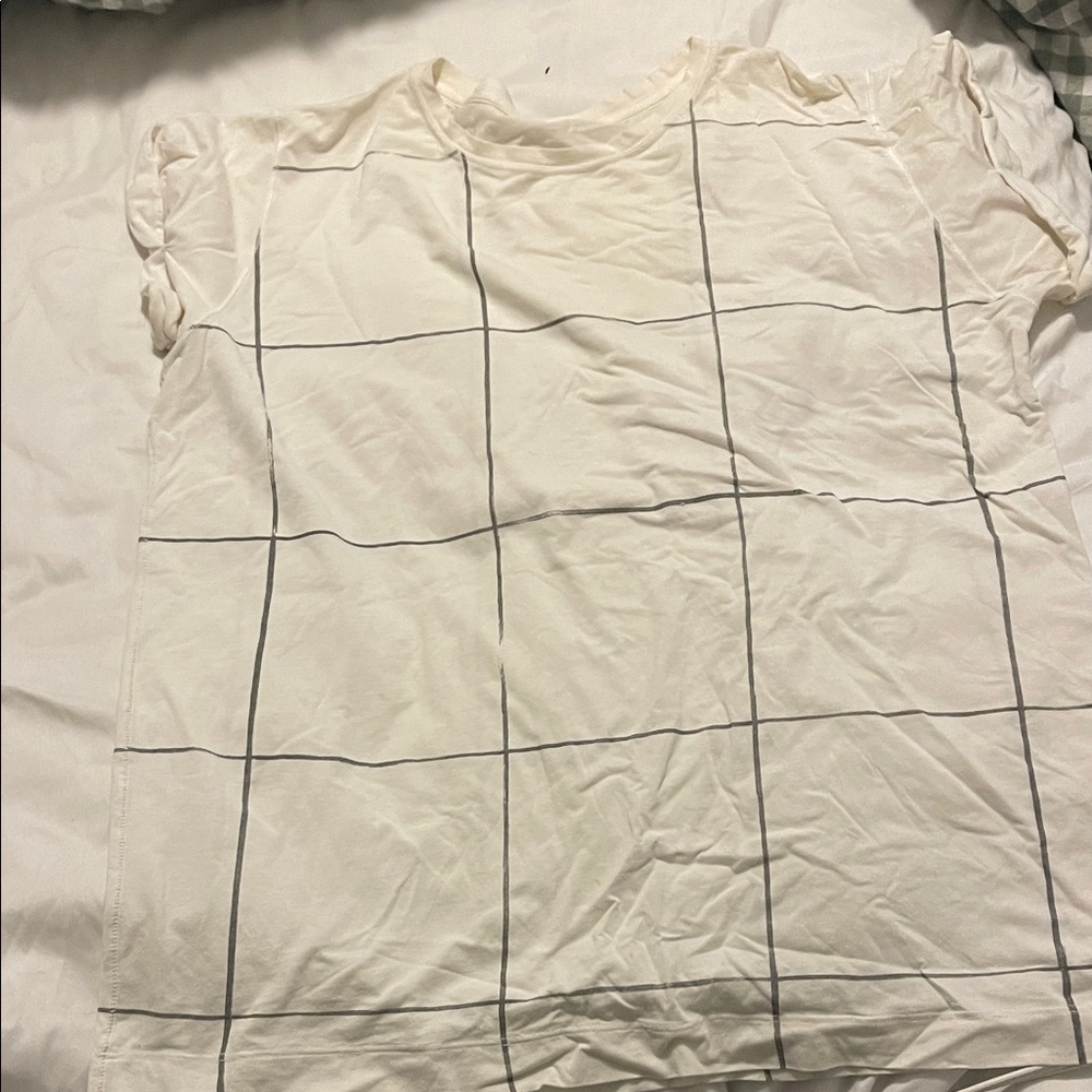 lululemon athletica White Grid Short Sleeve Tee